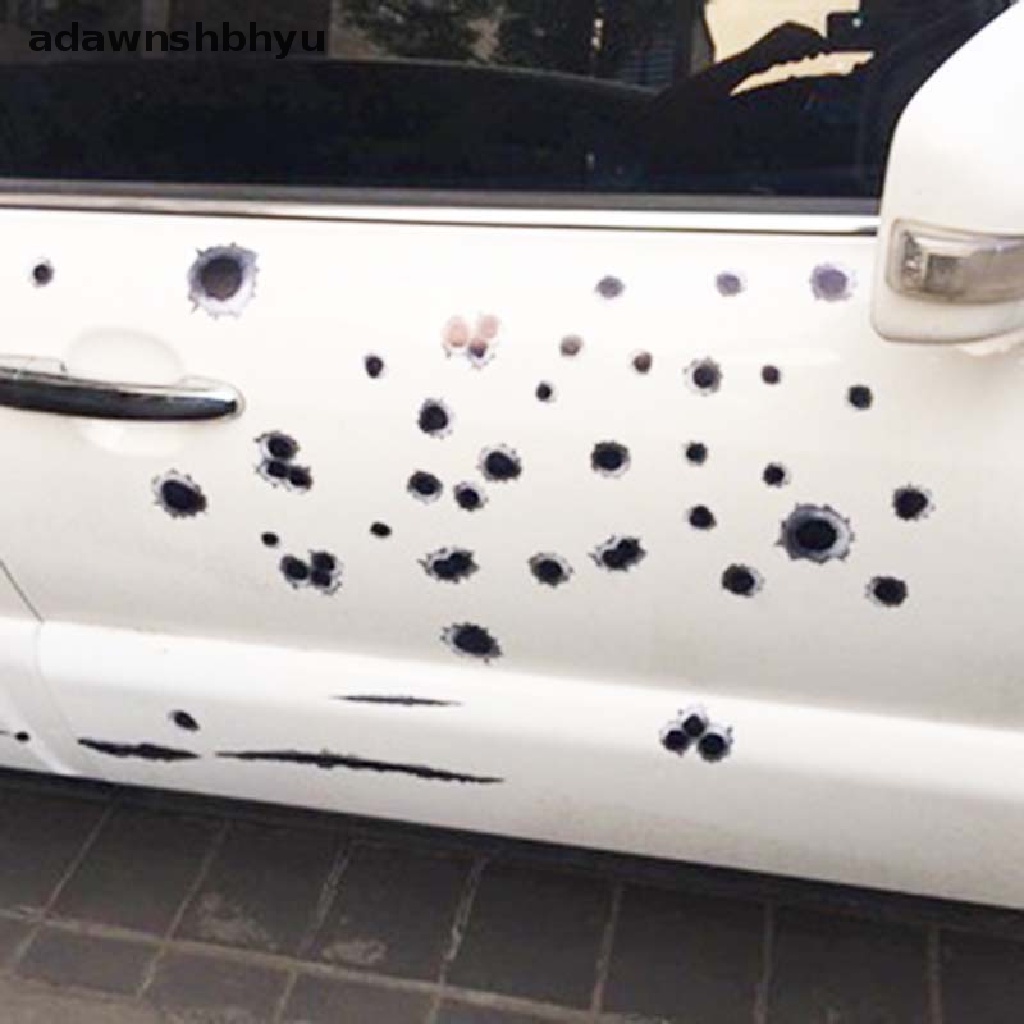 Adawnshbhyu 1PCS Kreatif Mobil Styling 3D Peluru Palsu Hole Gun Tembakan Lucu Stiker Mobil Decal