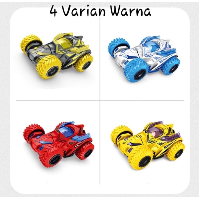 Mainan Mobil Pull Back Cars Monster Truck Turnable Head Vehicles 360 Turn Shockproof Inertia Cars Friction Powered Push and Go Toy Cars SNI