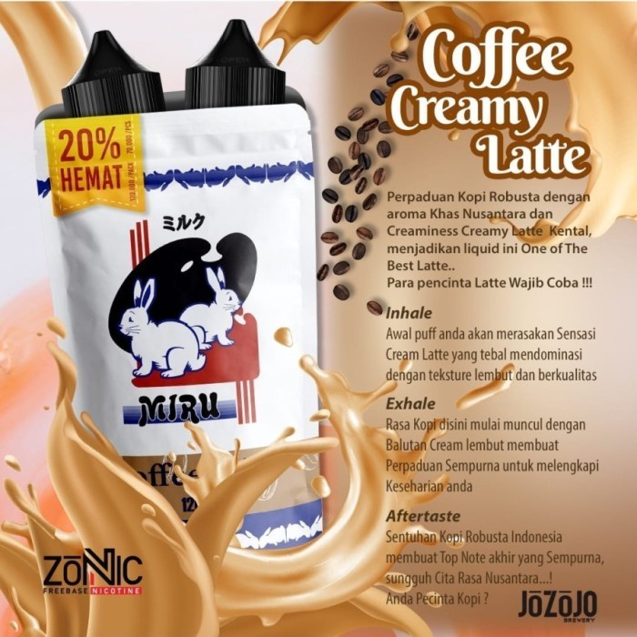 MIRU COFFEE MILK FREEBASE LIQUID 60ML AUTHENTIC CREAMY COFFEE LATTE