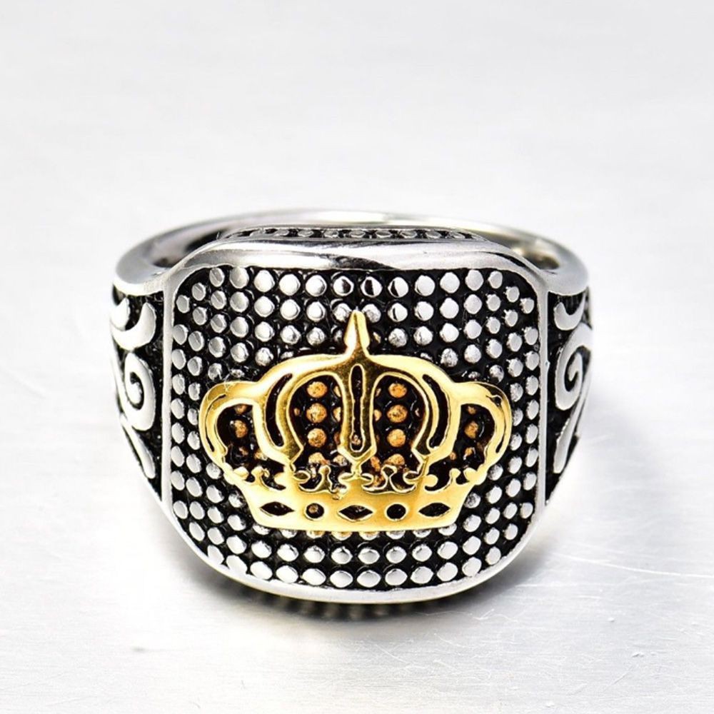 Cincin Pria Stainless Steel King Crown Mahkota Gold Silver JCP-009