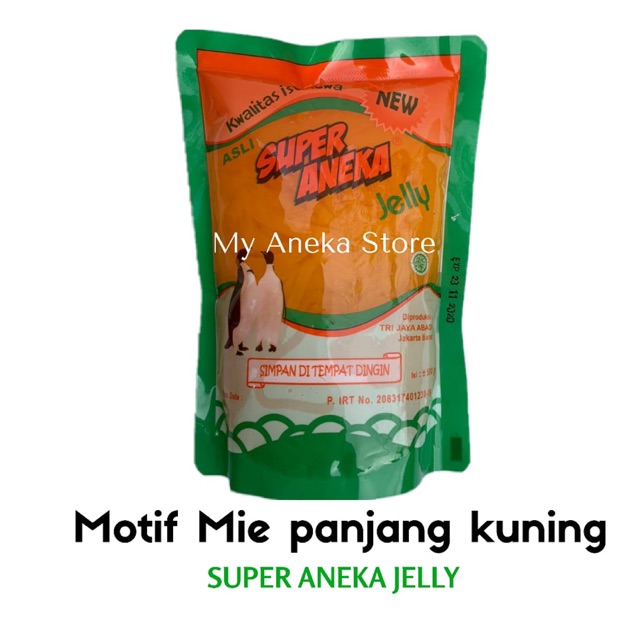 

Jelly motif mie panjang kuning orange putih “Super Aneka Jelly”