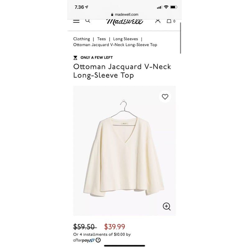 (Preloved) Madewell V-neck long sleeve white top