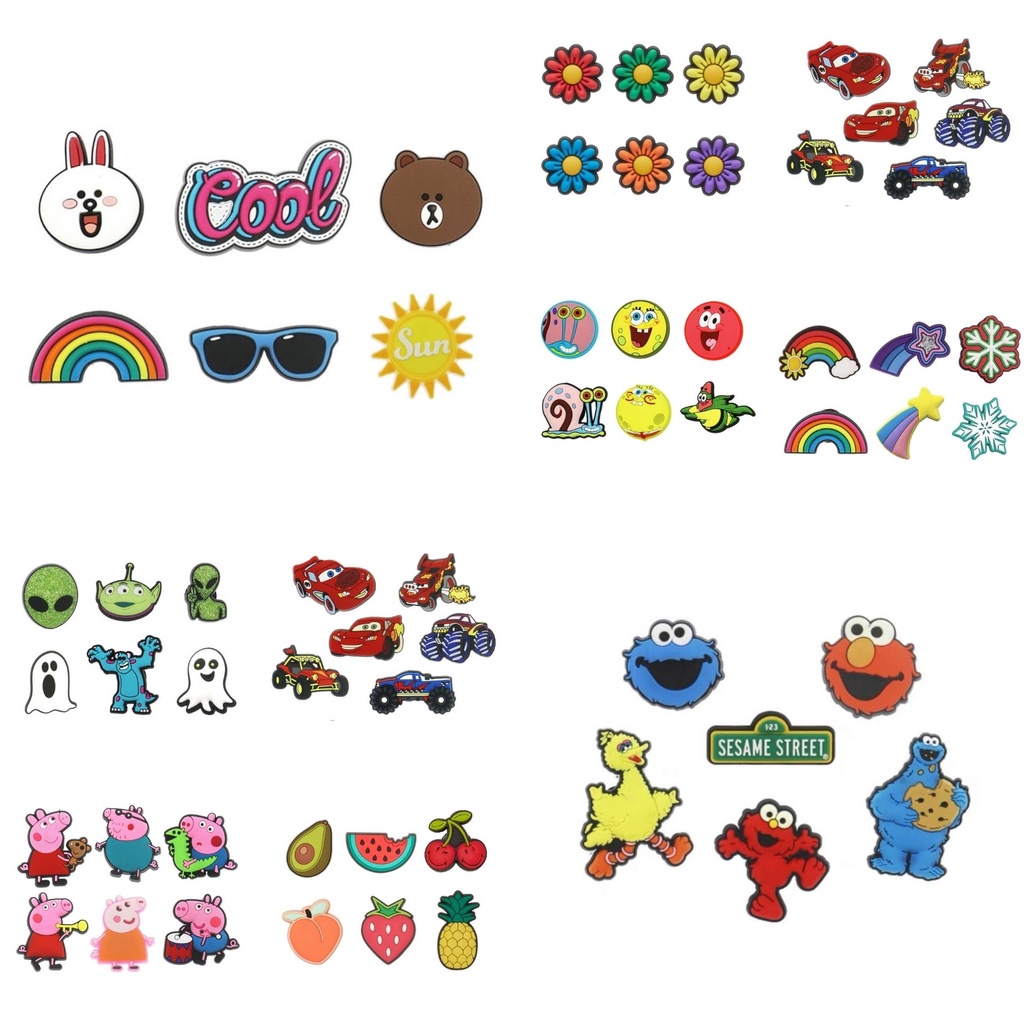 Crocs Jibbitz 6pcs Gelang Charms Sepatu Anak Laki-Laki / Perempuan Bahan PVC Untuk Dekorasi Pesta Charms