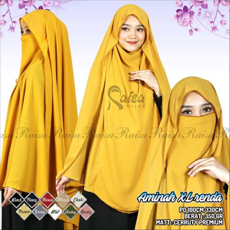 KHIMAR SYAR'I AMINAH ORIGINAL RAISA HIJAB || KHIMAR NIQOB AMINAH LACE || JILBAB SYAR'I RAISA HIJAB |