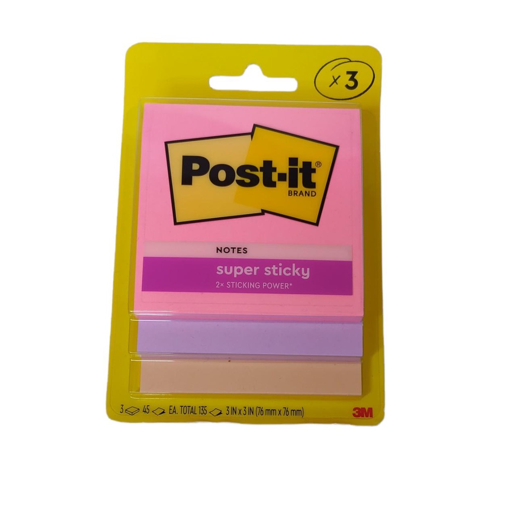 

Gramedia Medan - 3M POST IT STICKY NOTES FLAMINGO-3 PADS/PACK-3X3