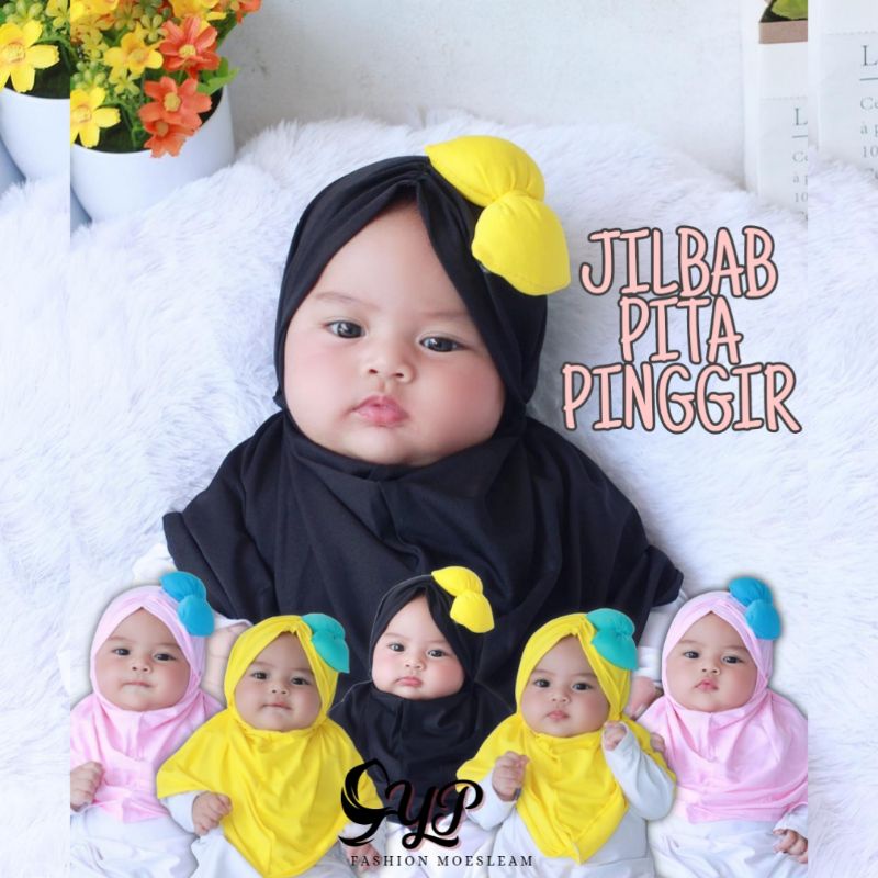 Jilbab anak bayi Pita pinggir Usia 0-3 Tahun / HIJAB BABY