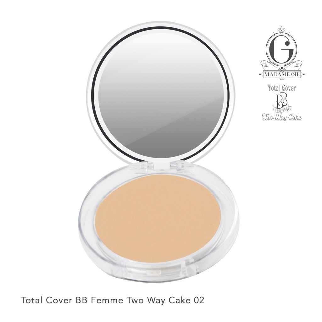 MADAME GIE TOTAL COVER TWO WAY CAKE / BB FEMME TOTAL COVER 2 WAY CAKE / Madame gie total cover BB femme Two Way Cake/bedak m urah/bedak anti air/tahan lama/bedak matte/bedak murah/twc/madame twc/bedak padat/bedak viral/madame gie original/madame gie MURAH