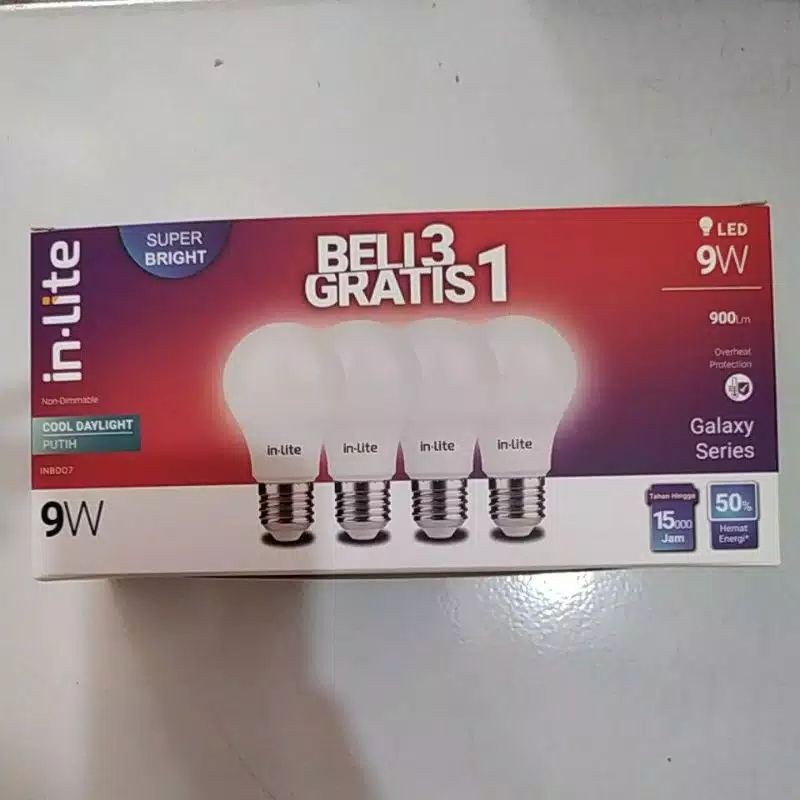 LAMPU LED INLITE  3 GRATIS 1 / BOHLAM INLITE  LED 3 FREE 1 / IN LITE PAKET BELI 3 + 1/ 5WATT / 7WATT / 9WATT / 12WATT / 15WATT &amp; 18WATT / Lampu Paket Hemat / Lampu LED Paket / Lampu Led paket / Lampu Inlite 3 free 1 / Lampu Led / Bohlam LED