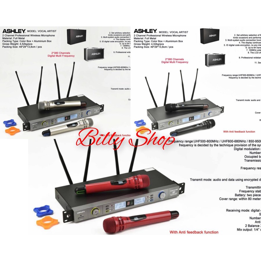 MIC ASHLEY MIC WIRELESS ASHLEY VOCAL ARTIS ANTI FEEDBACK