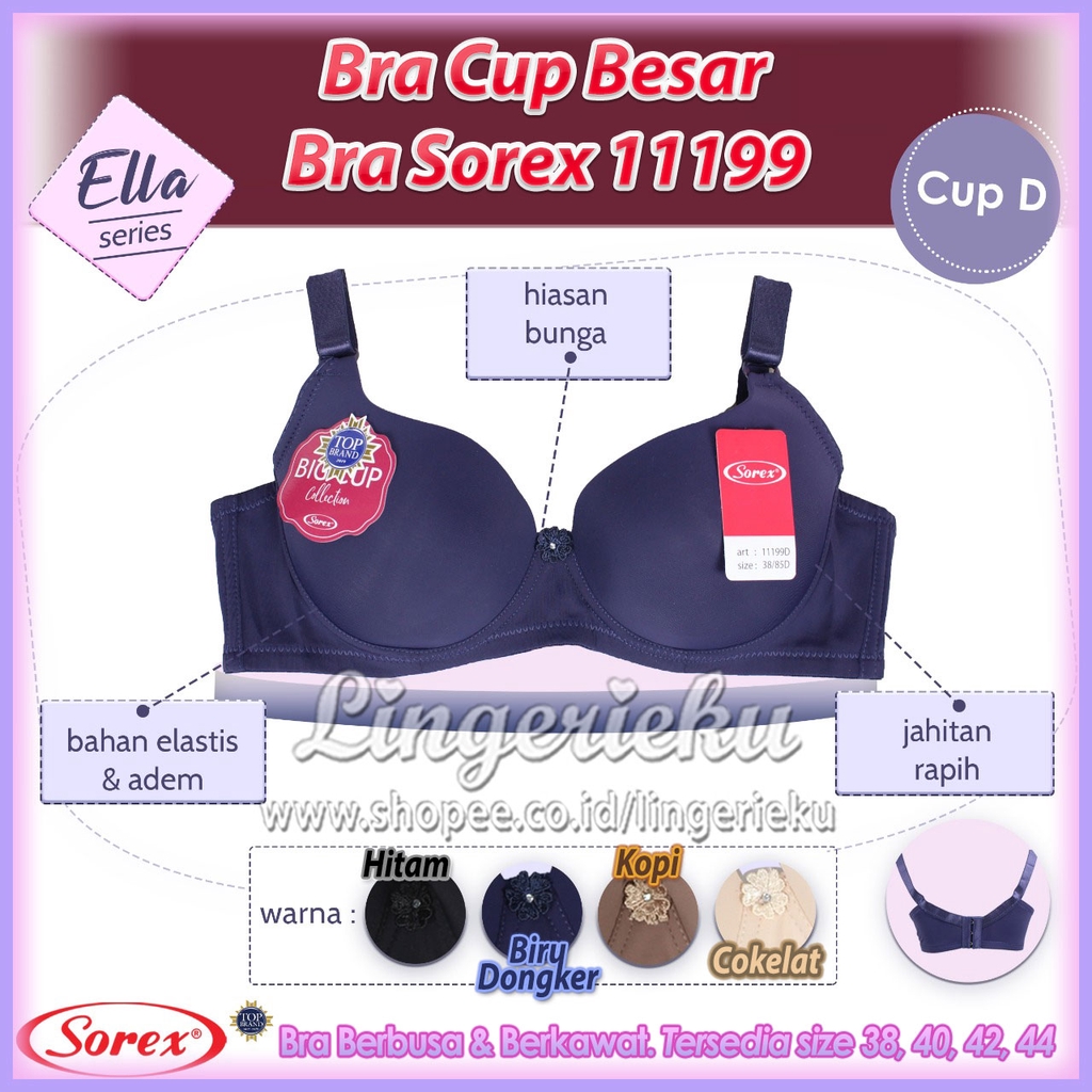 Sorex 11199 BH Bra Wanita Cup Besar Setara Cup D Berbusa Tipis Berkawat