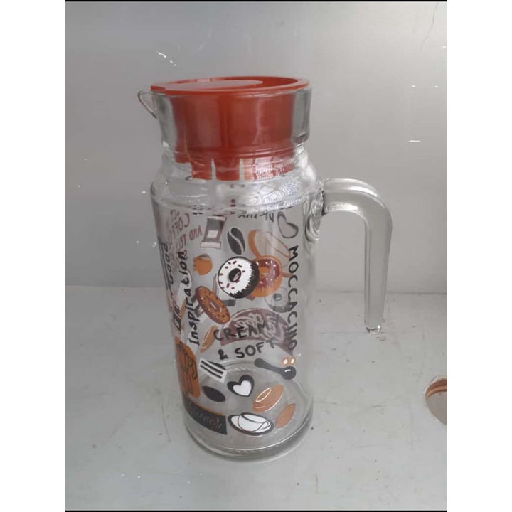 Hampers Cantik Souvenir Teko Kaca Pitcher Set Cantik Drink Set Gelas Kaca Unik Pitcher Kaca Merah Be