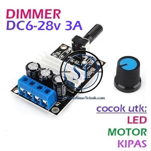 Dimmer DC 6-28v 3A LED Motor Speed Controller PWM Ultra Switch Module Tegangan Lampu Kipas fan