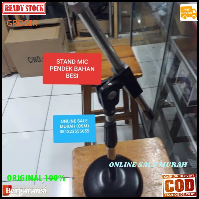 G108 Stand mic standing mik besi kaki bulat pendek ORIGINAL holder microphone penyangga universal