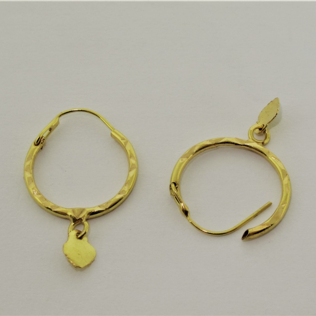 anting bulat love hati anak dan dewasa emas asli kadar 700 70% 16k 22 ukir kuning gold anak dewasa gipsy gipsi