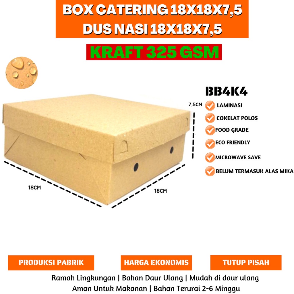 Box Nasi Kotak Dus 18x18 Dus Nasi Kotak (BB4K4-Laminasi)