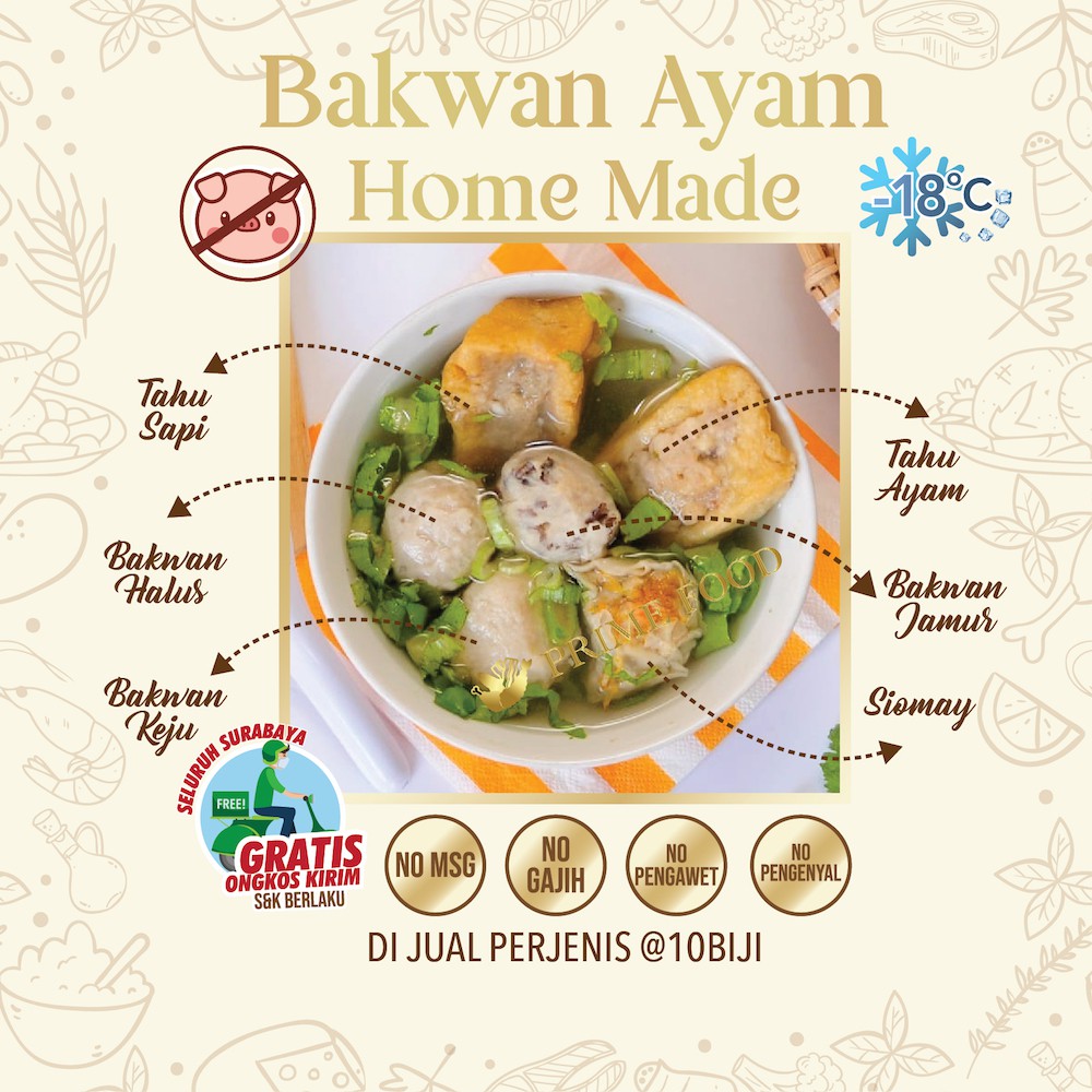 

Bakwan Sapi dan Ayam Home Made makanan Bakso HALAL No MSG, no Pengenyal, no Gajih MM0017