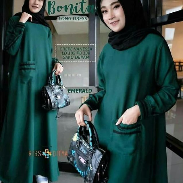 Ready PRIIF Baju Muslim Wanita Mewah Fashion Muslim Premium Ceruty A4J2 Kekinian Lebaran Katun Musli