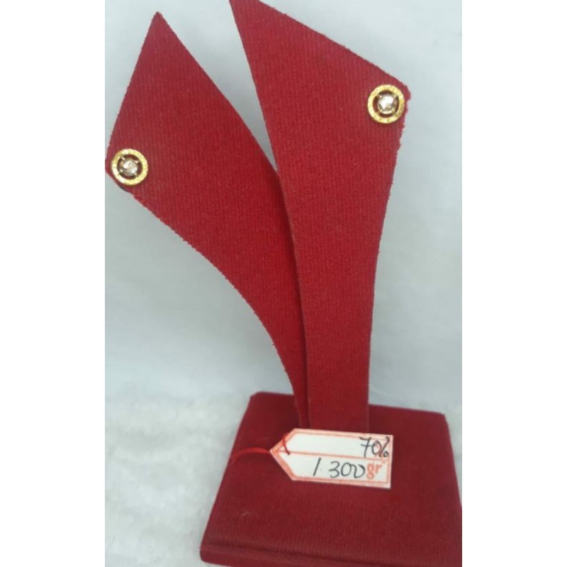 INT149GW60GW giwang emas permata intan berlian diamond asli berat 1.300 mata 2 biji kadar 70% 16k