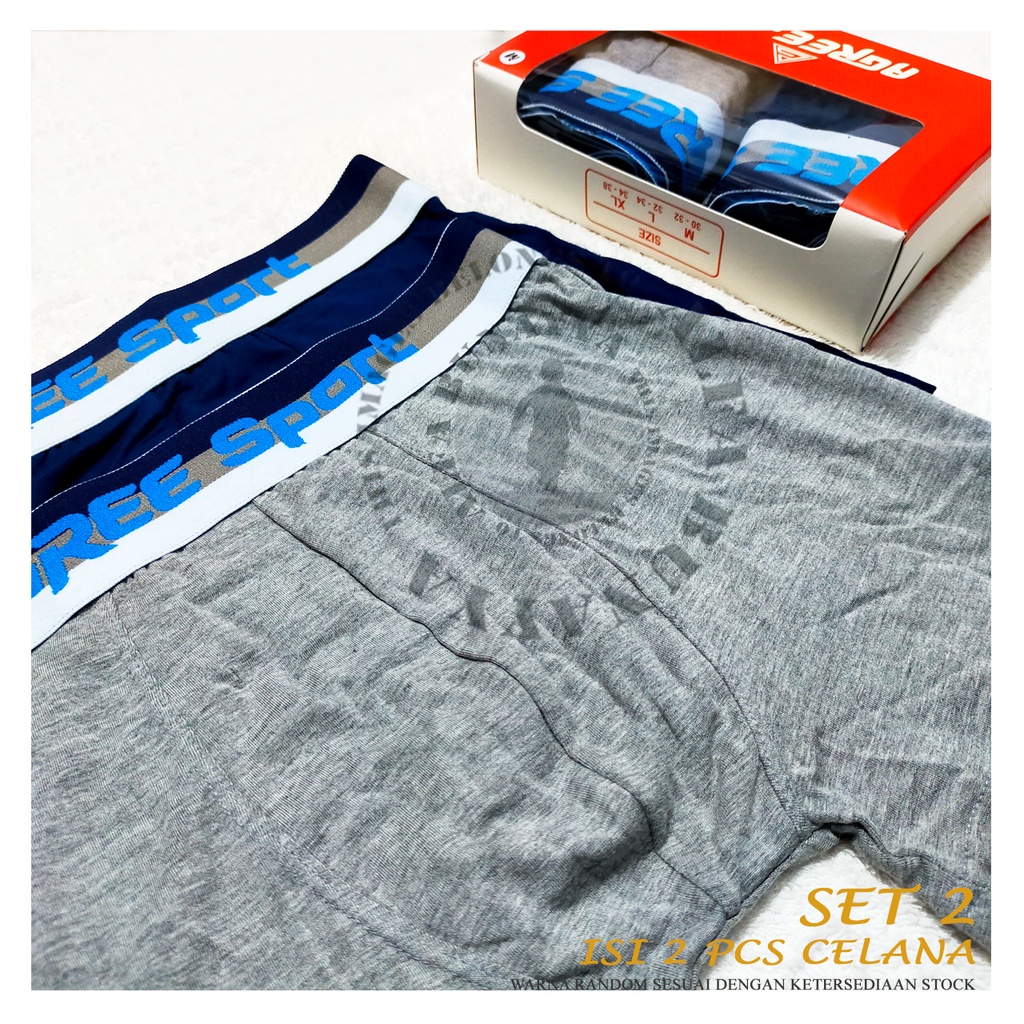 2 Pcs Celana Dalam Pria AGREE SPORT BOXER CD Underwear Pakaian Dalam AB66AGS10