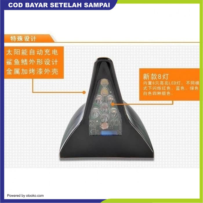 Lampu Laser Warning Shark Fin Solar Atap Mobil Sirip Hiu 8 LED