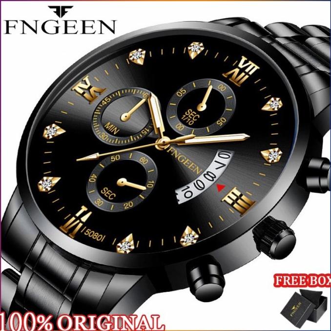Harga Murah Jam Tangan Pria Anti Air Ori Fngeen 5080 Luxury Bisnis Quartz Watch