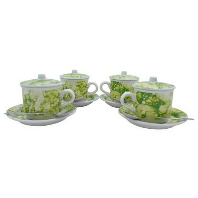 SET CANGKIR KERAMIK ISI 4 PCS + SENDOK/CANGKIR KOPI/PORCELAIN CUP/CUP