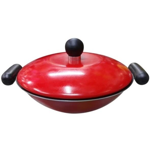 Maxim Valentino Teflon Mie Wok / Wajan Mie / Serabi 17 cm + Tutup