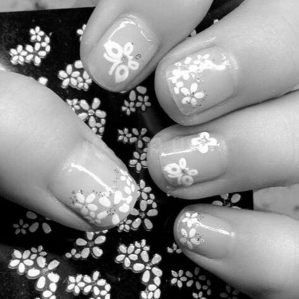 Needway   Stiker Nail Art Decals Dekorasi Desain 3D Manicure Tips 50lembar Manikur Bunga