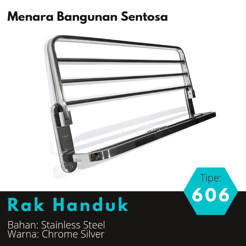 Gantungan Rak Handuk Stainless 606 Lipat - Rack Hanger Baju Kamar Mandi