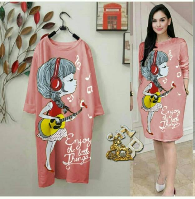 TUNIK MUSIC GIRL FIT TO XL-XXL