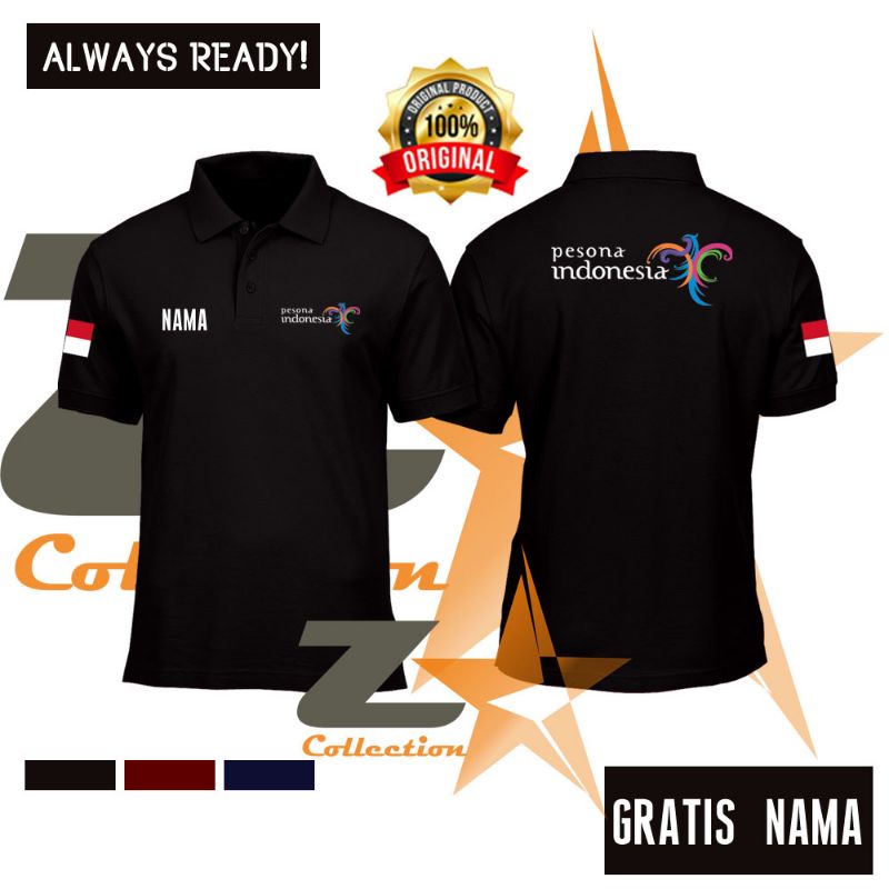 KAOS POLO WONDERFUL INDONESIA / KAOS PESONA INDONESIA / KAOS POLO DEWASA wonderful
