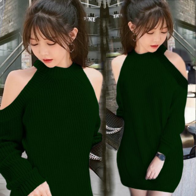 BRI || Diva Dress Wanita Cut Off Shoulder Knit