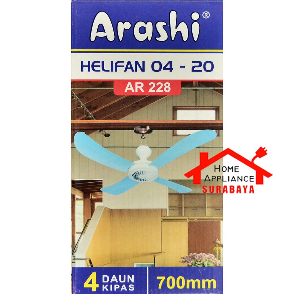 Kipas Angin Gantung 4 Baling Helifan Arashi 20W 20 Watt AR-228 AR 228