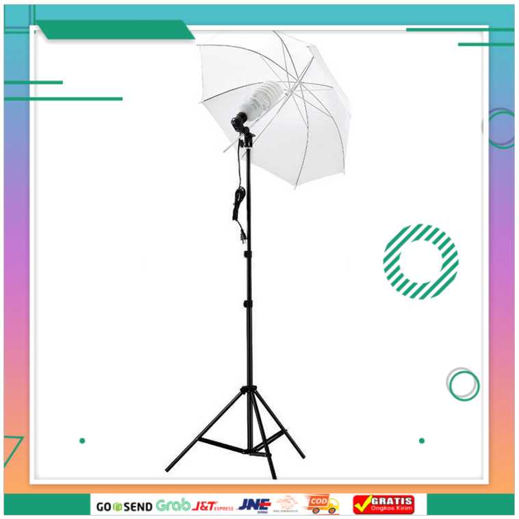 (BISA COD) FTIHSHPSTUDIO Payung Soft Umbrella Fotografi Studio 84cm+Bohlam 45W -P90L