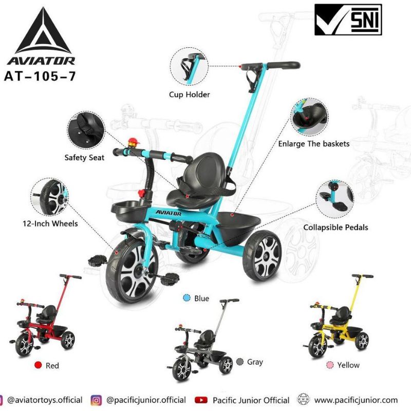 Tricycle Aviator 1057 At-105-7 At105-7 At1057 Baby Stroller Sepeda Roda Tiga 3 Dorongan Anak Bayi