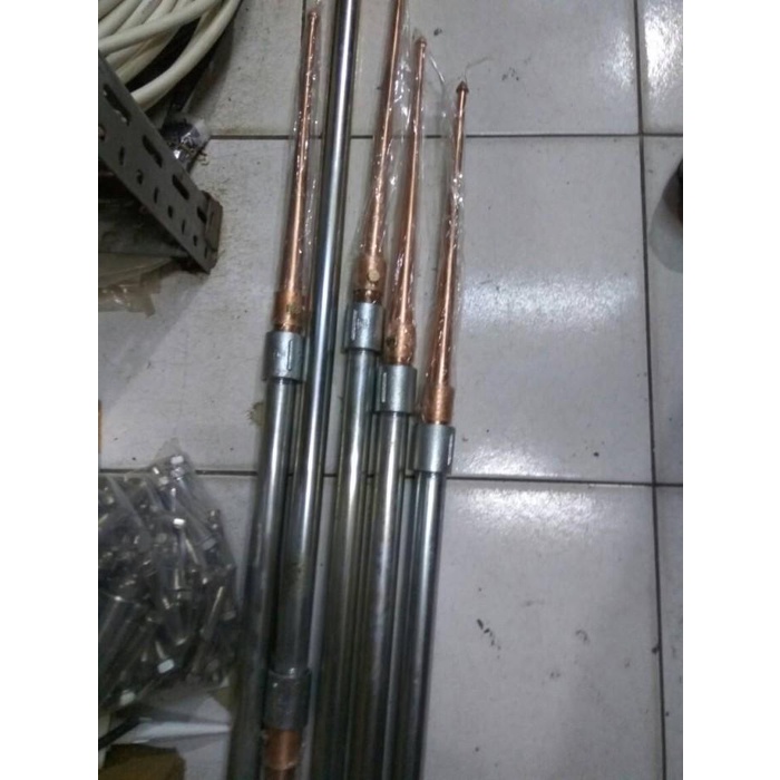 Penangkal Petir 60 Cm + Pipa + Sok ( 1 Set Tombak Anti Petir) Kuningan