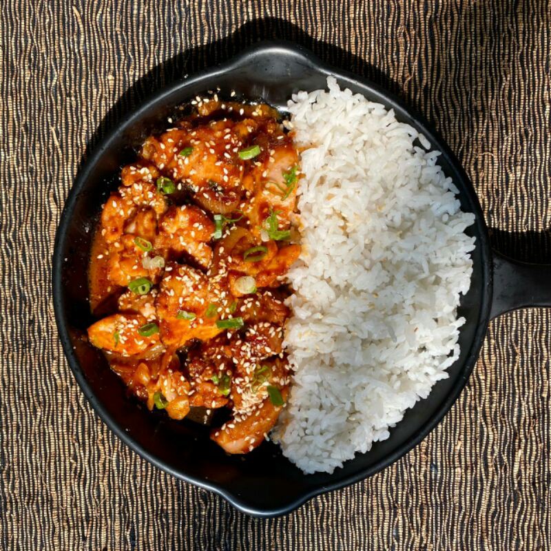 

korean chicken buldak with rice