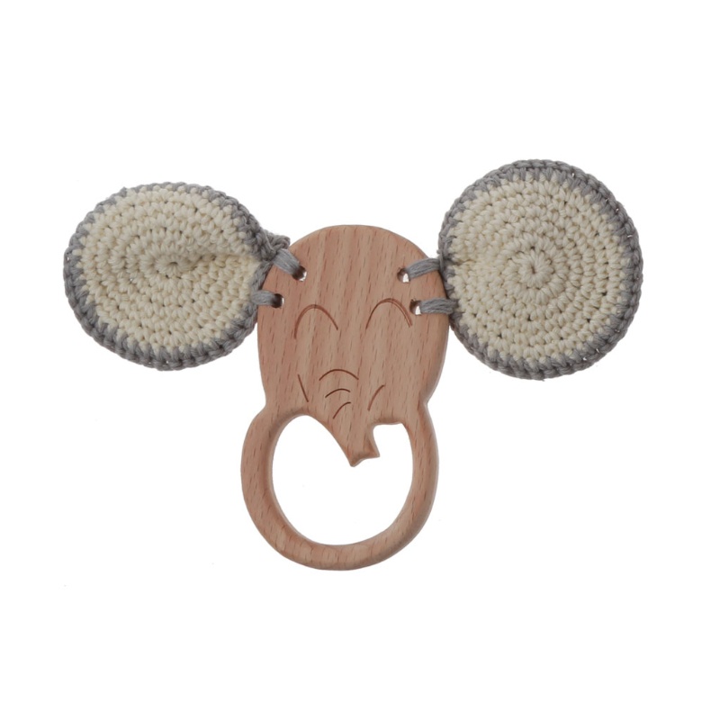 Mary 1PC Mainan Rattle Teether Bahan Kayu Beech BPA Free Untuk Bayi