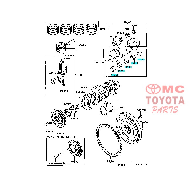 Metal Duduk Bearing Set Crankshaft Toyota Starlet EP81 11701-10012-03