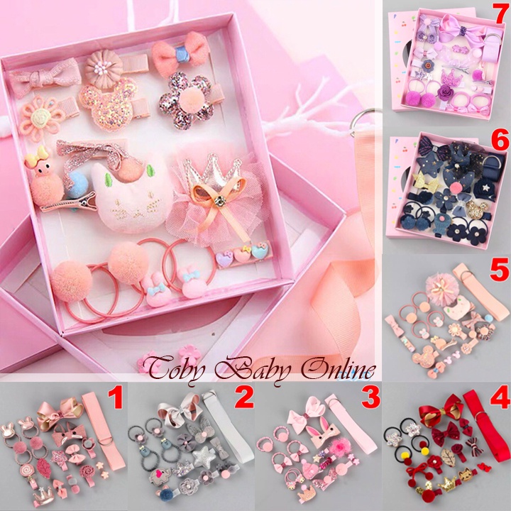 Mikusoo Set Pita Jepit Rambut Hair Clip Anak Perempuan isi 18 in 1