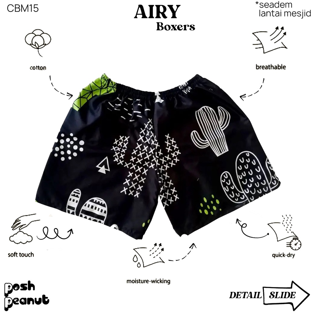 [POSH] AIRY BOXER PRIA WANITA PREMIUM DEWASA REMAJA POLOS DISTRO SURFING MOTIF KAKTUS