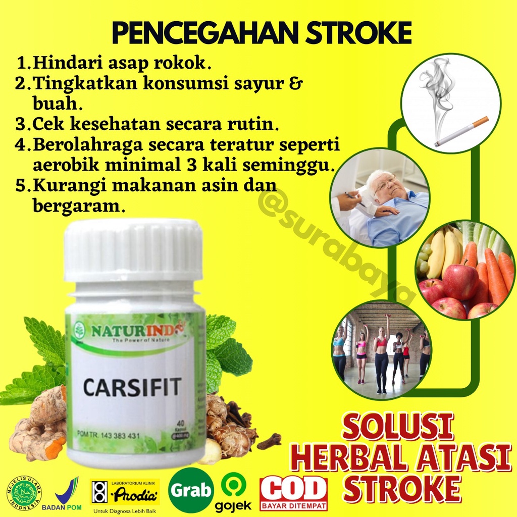 Obat Stroke Ampuh Obat Struk Stroke Ringan Strok Menahun Lumpuh Separo Sebelah obat herbal Paska stroke gejala sulit bicara kaku tangan kaki serta saraf otak Herbal Sambiloto Ampuh Jamu Herbal Strok Lumpuh Tradisional Carsifit Naturindo Surabaya 40 Kapsul-5