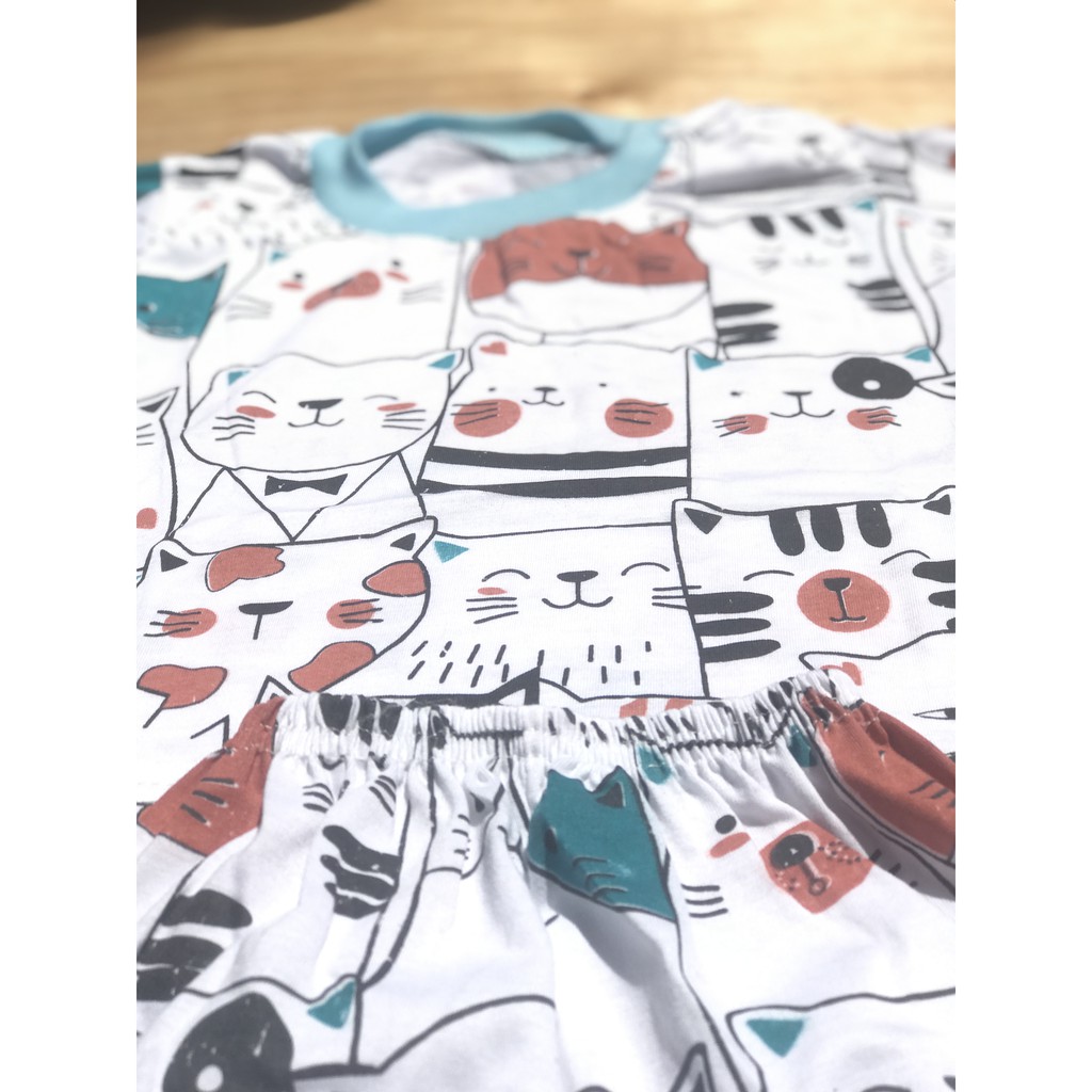 [STO.MKCPD] Setelan Bayi Pendek Motif Kucing Lucu Umur 3 - 18 Bulan