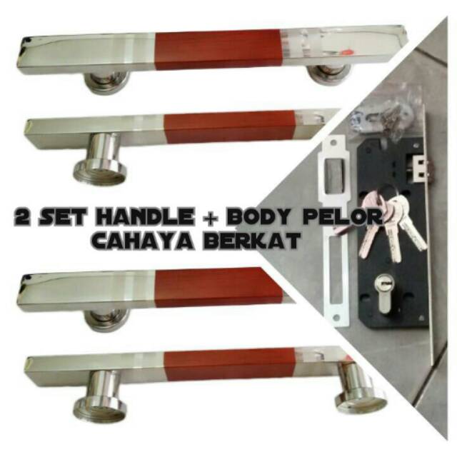 handle pintu stainless kotak 33cm 2set+kunci