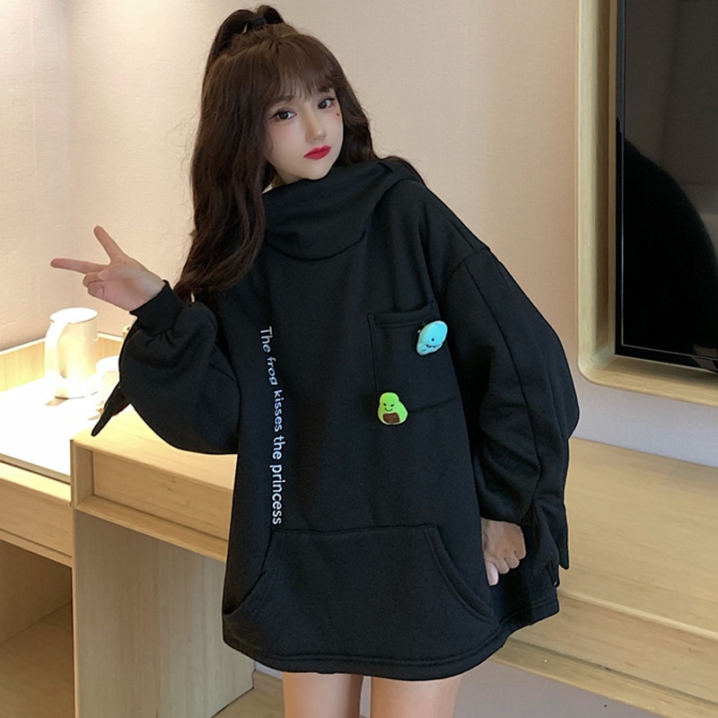 [littlecrab] Hoodie Oversize Katak Kodok Korea Hoodie Topi Full Zipper Lucu Avocado Dino Hoodie Unisex Besar Korean Style