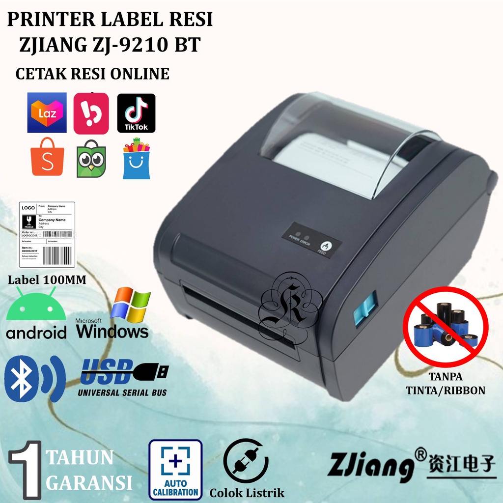 Jual Zjiang Zj Printer Barcode Label Thermal Mm A Usb Bluetooth Cetak Label Nama Harga