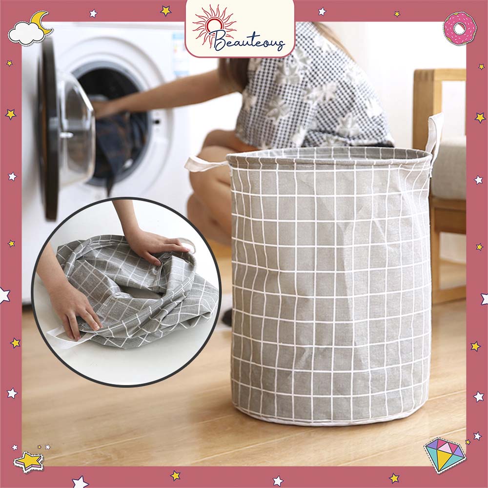 Keranjang Baju Kotor Laundry Bag Canvas Tempat Mainan Storage Box