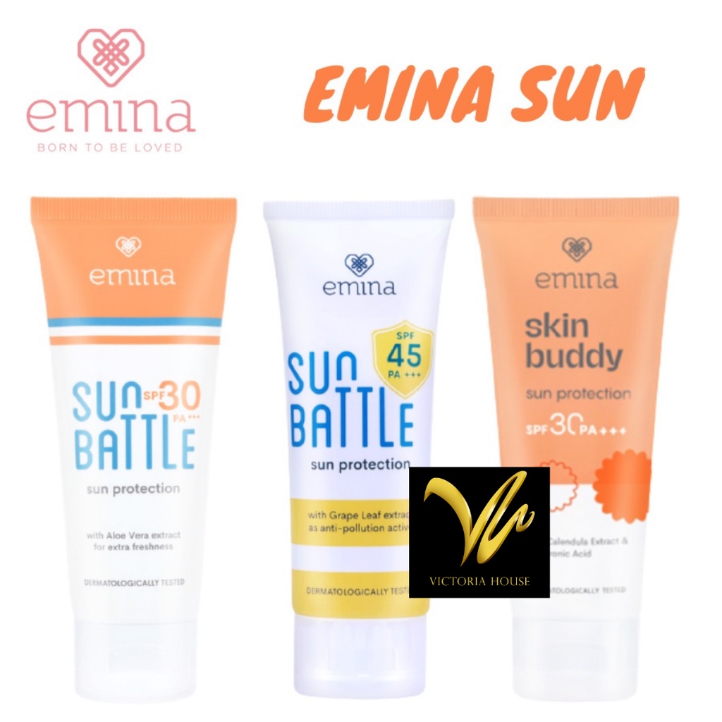 EMINA Sun Protection SPF 30 PA+++ 60mL | Emina Sun Battle SPF 45 | 30 PA+++ 30mL Sunscreen Skin Buddy (KIM)