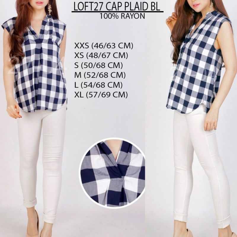 LOFT27 CAP PLAID  BLOUSE Shopee Indonesia