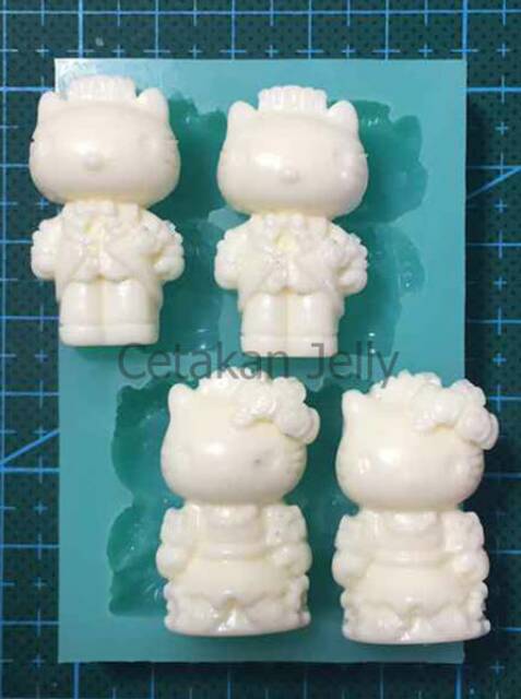 Cetakan Silikon Coklat Puding Fondant Clay Karakter Kartun Pasangan Kucing Cantik